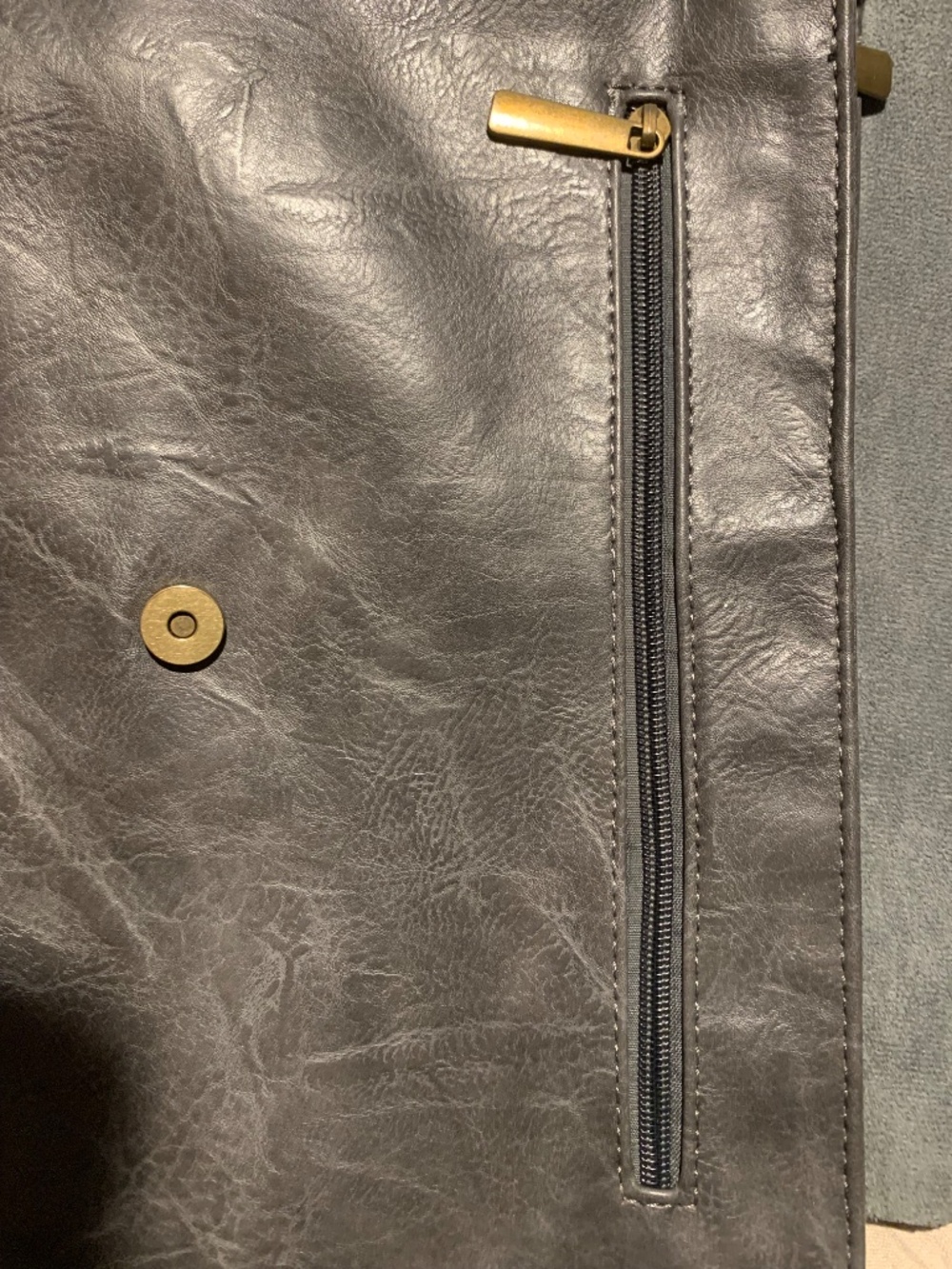 Paolo Bags Gray Foldover Messenger Crossbody Vegan Leather Adjustable Strap - Picture 10 of 11